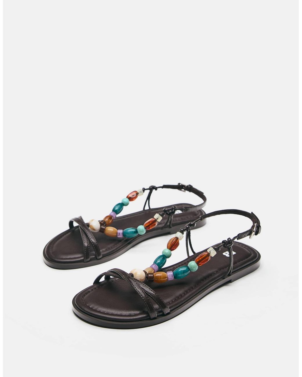 Sandales plates ornées Pull&Bear en coloris White
