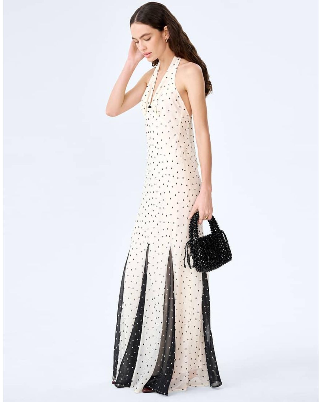 OMNES White Dresses Vivi Halterneck Chiffon Maxi Dress