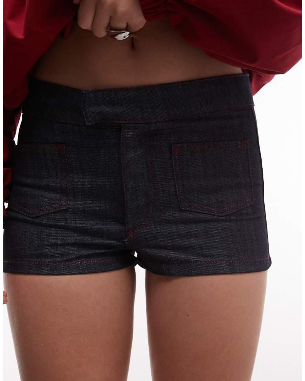 Collusion White Chambray Micro Shorts