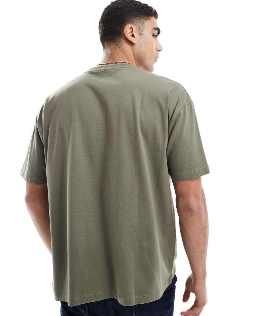 T-Shirt Basic Oversize Kaki di ASOS in Gray da Uomo