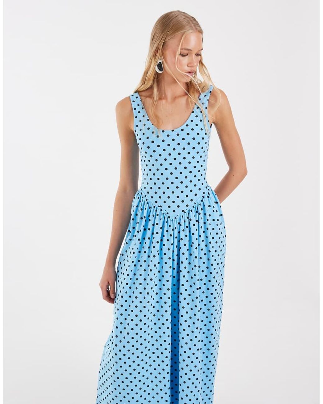 ASOS Blue Polka Dot Midi Dress