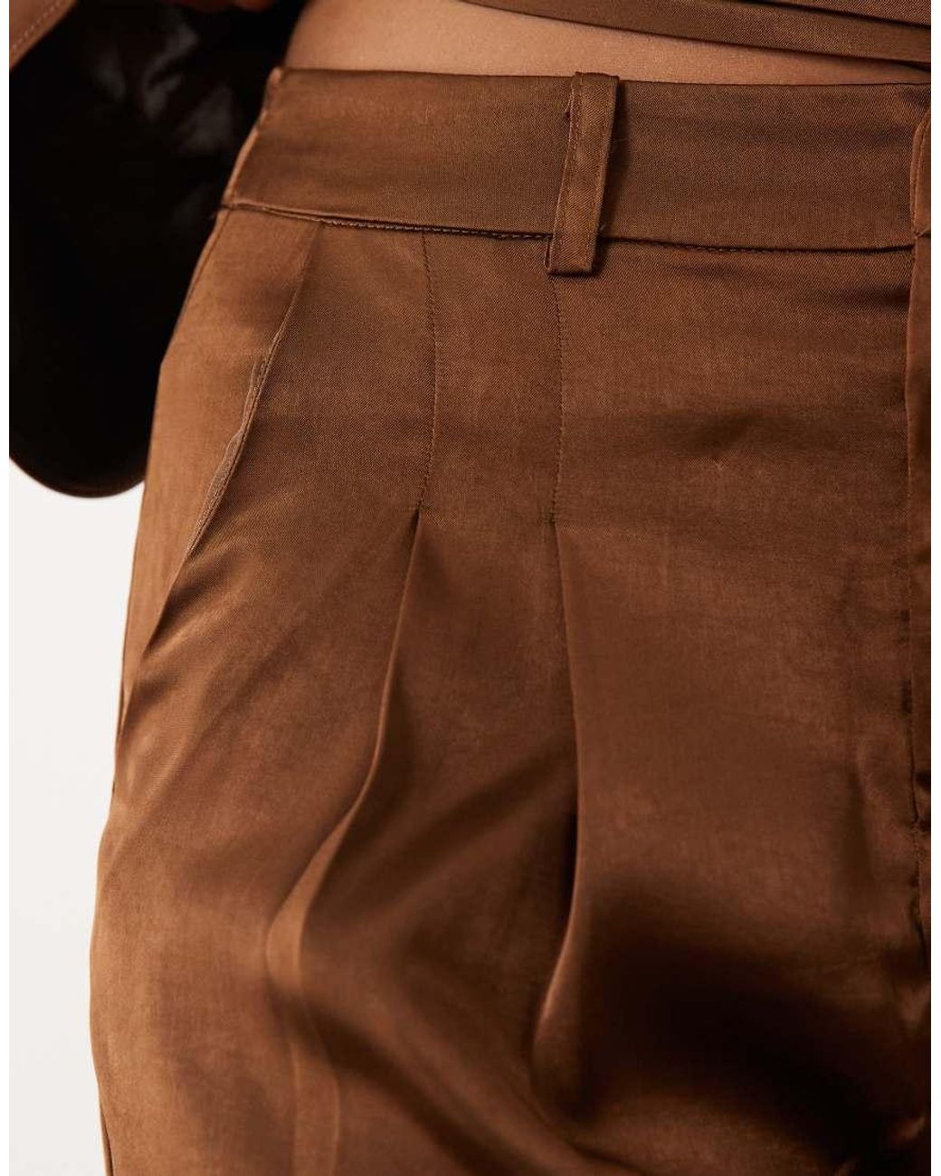 JW PEI Brown Exclusive Satin Wide Leg Pants