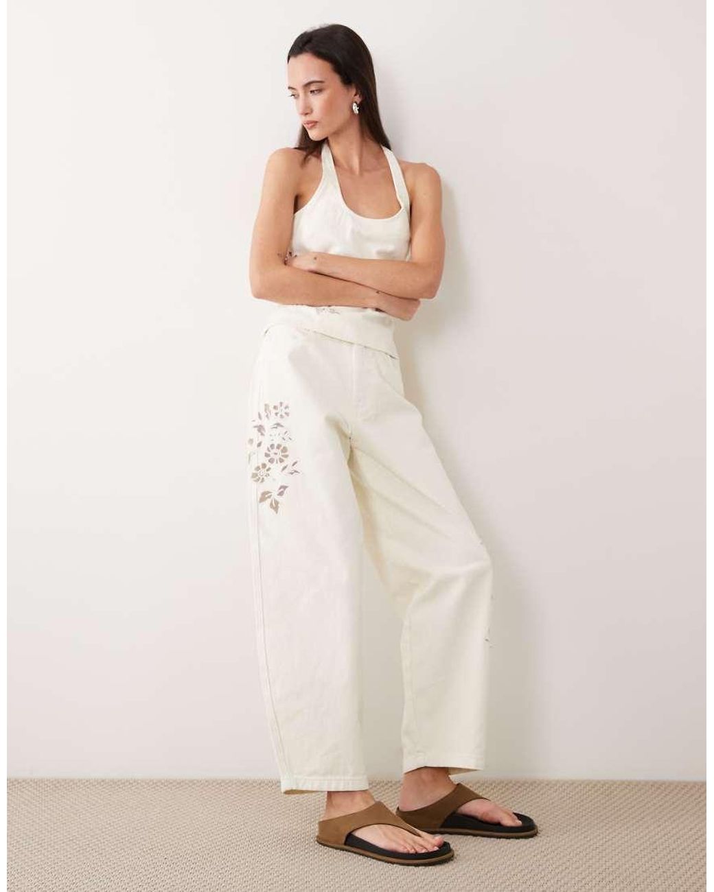 Miss Selfridge Natural Denim Cutwork Jeans