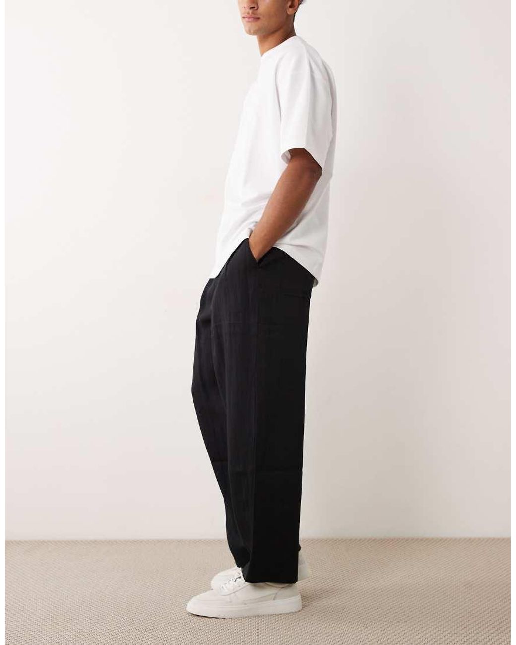 Bershka White Super baggy Rustic Trousers for men