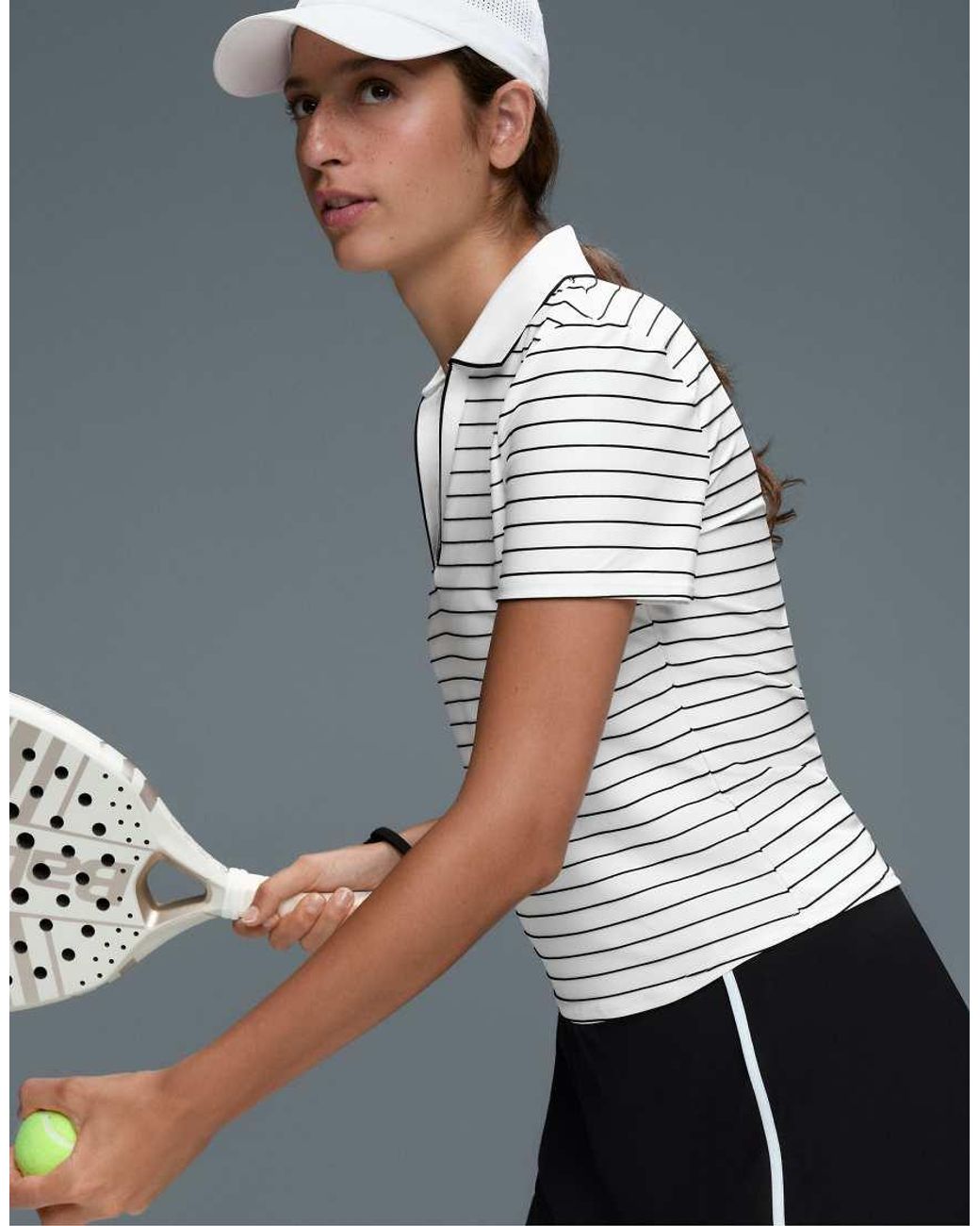 Oysho White Striped Comfortlux Short-Sleeved Polo Shirt