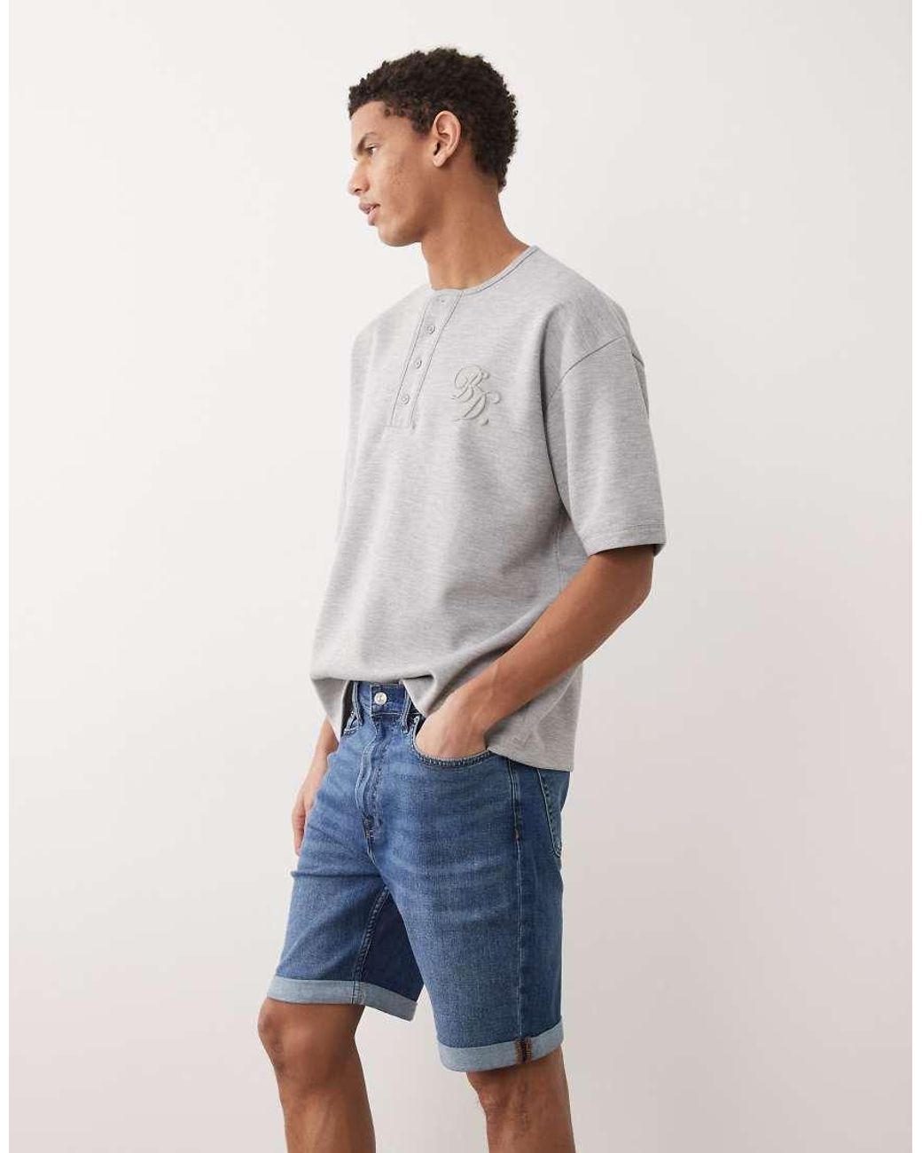 Calvin Klein Blue Slim Denim Shorts for men