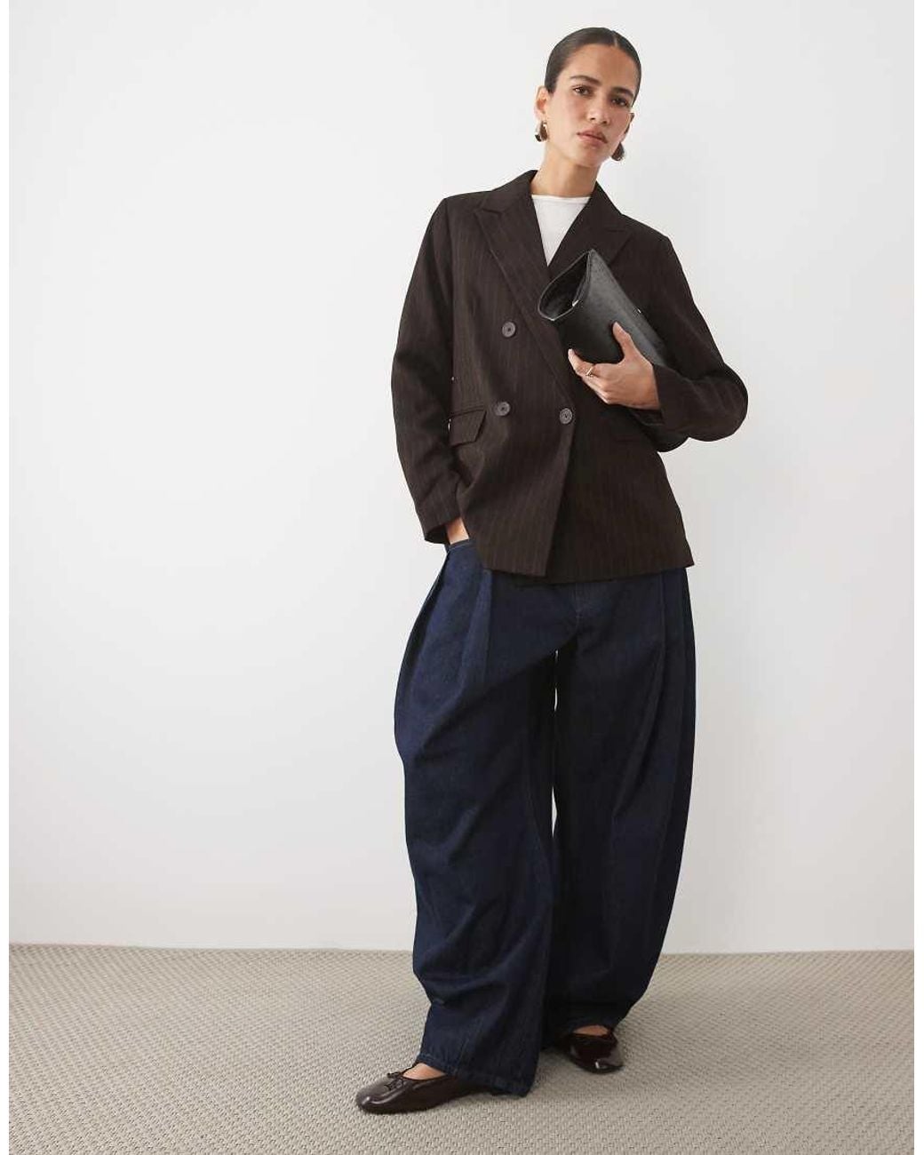 New Look Black Oversized Pinstripe Blazer Co-ord