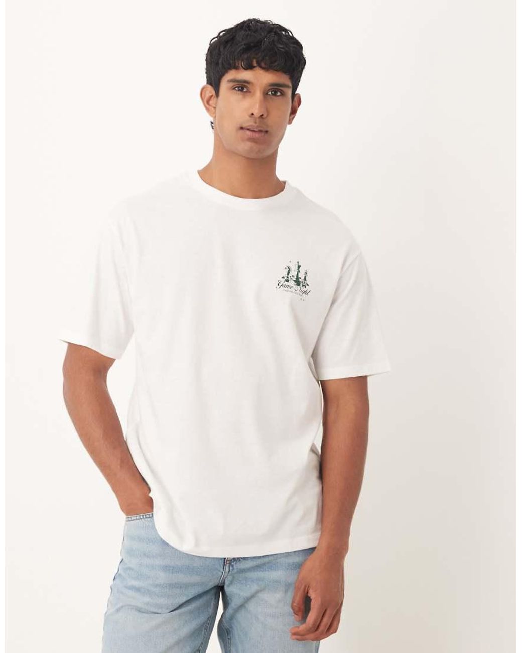 ASOS Green Relaxed T-shirt With Chess Graphic for men