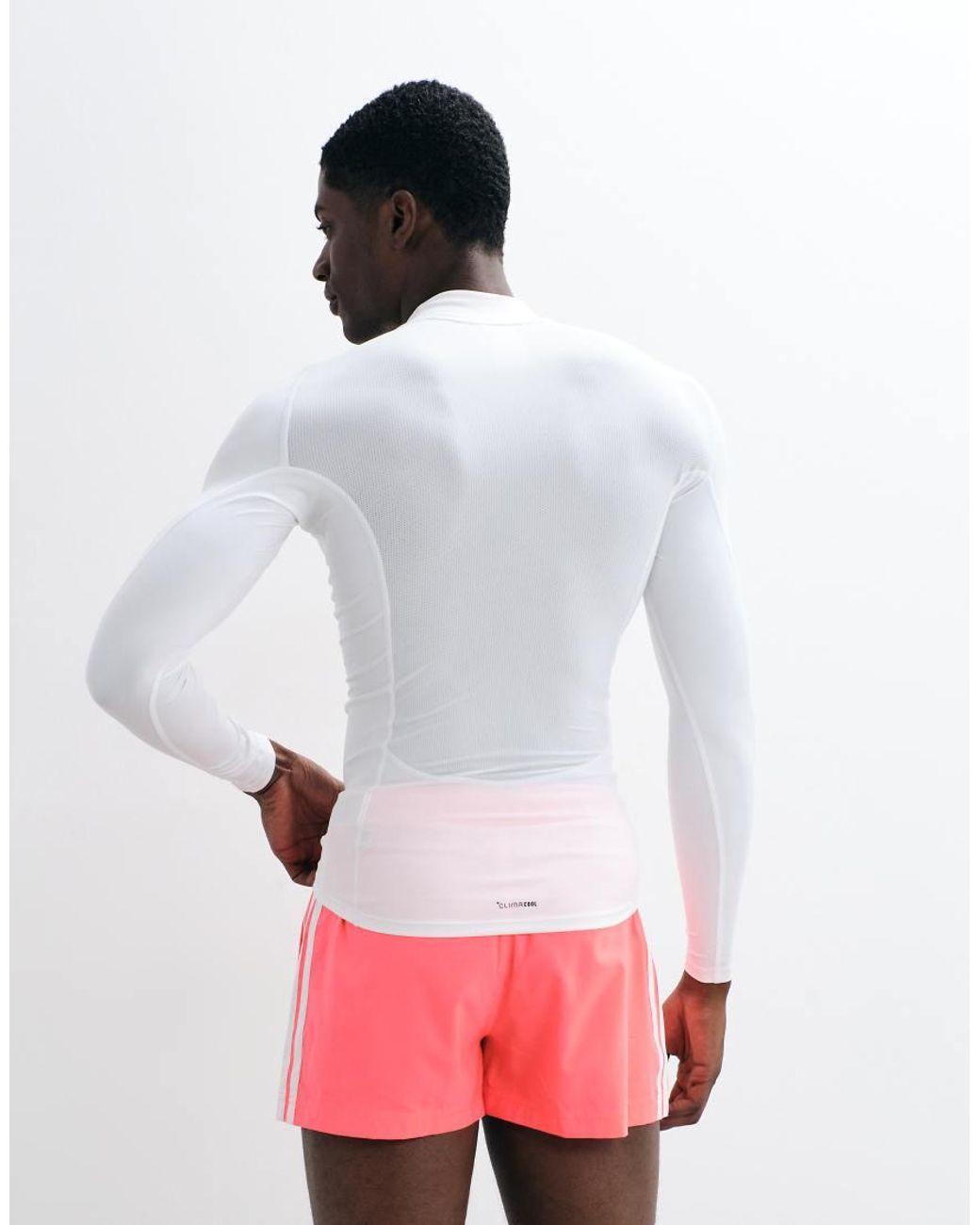 Adidas Originals Pink Adidas Training Techfit Long Sleeve Top for men