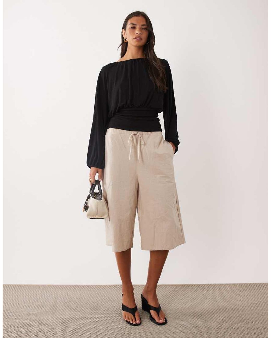 ASOS Black Long Sleeve Top With Cinch Waist Detail