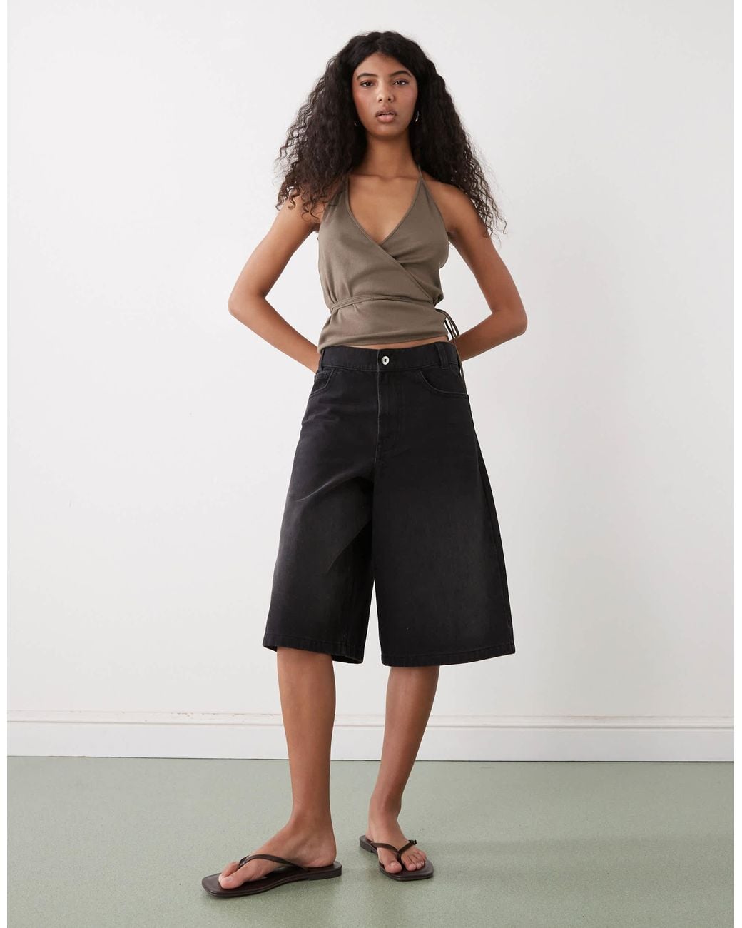 Weekday Black Halter Wrap Top