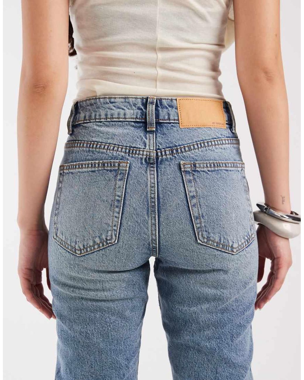 ASOS Blue High Waisted Slim Straight Jeans