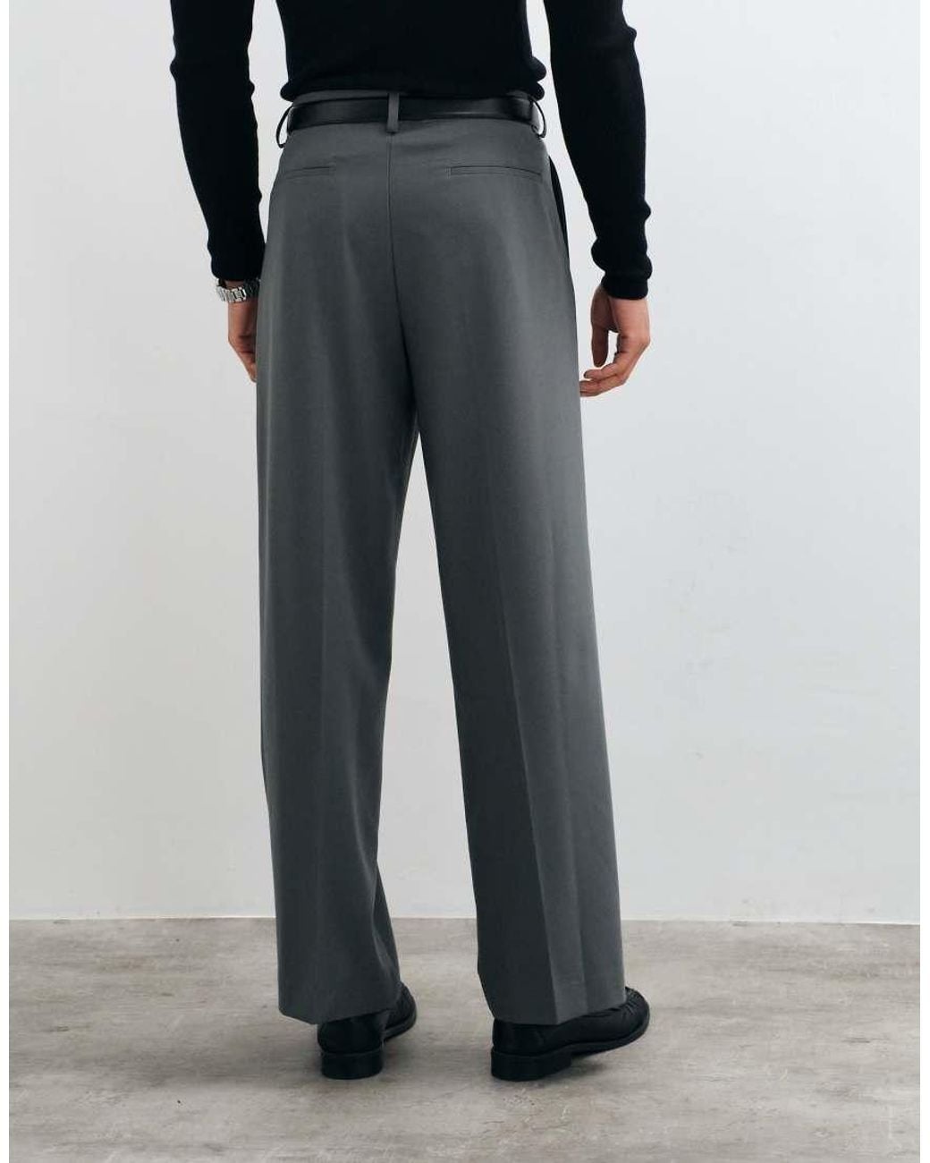 ASOS Blue Tailored Comfort Stretch Wide Leg Trousers for men