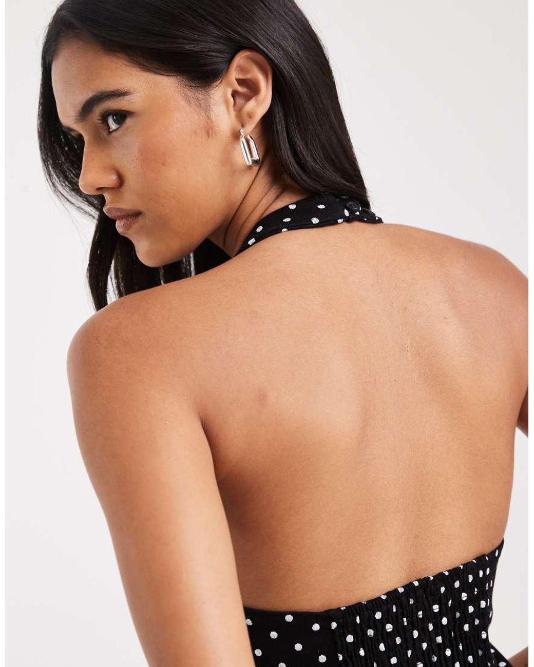 Edikted Black Bobbie Polka Dot Halter Top