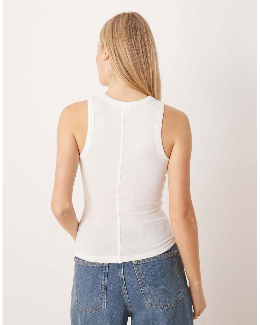 Gina Tricot White Fitted Rib Tank Top