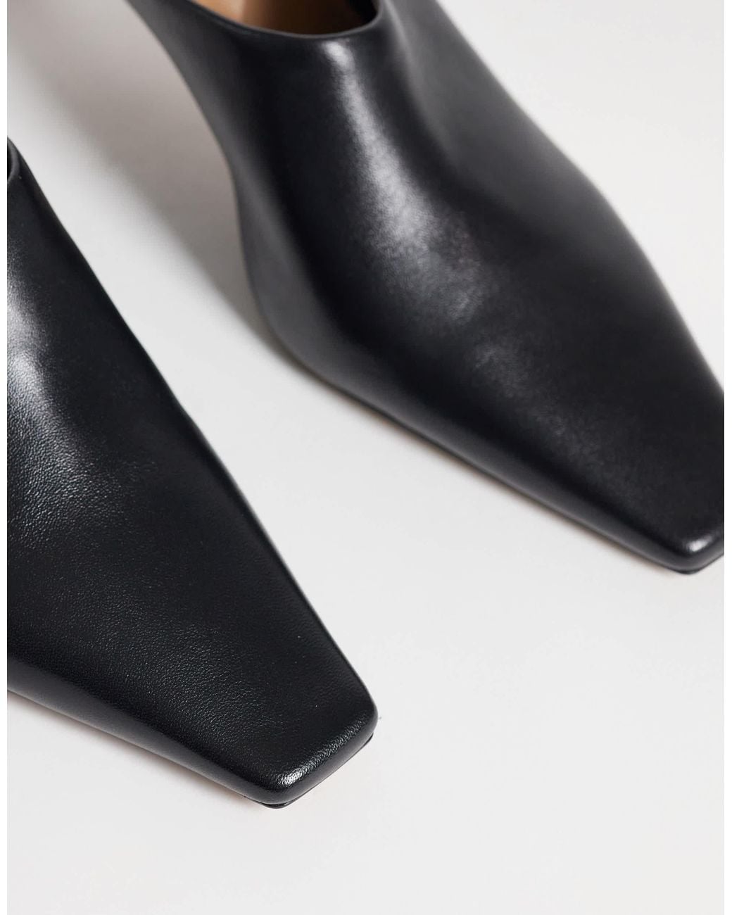 Mango White 100% Leather Heeled Pointed Mule