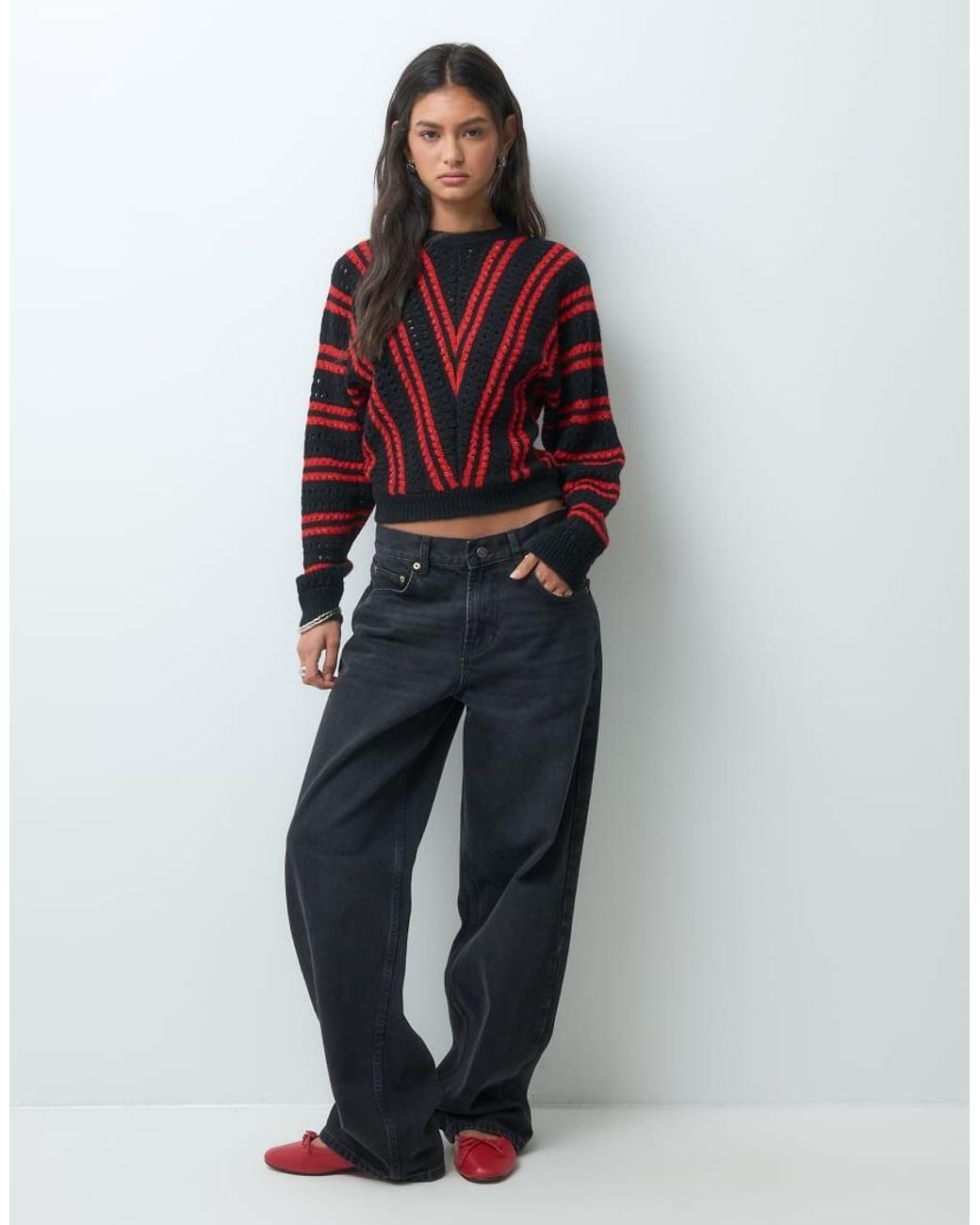 ASOS Multicolor Long Sleeve Sweater With Diagonal Stripe