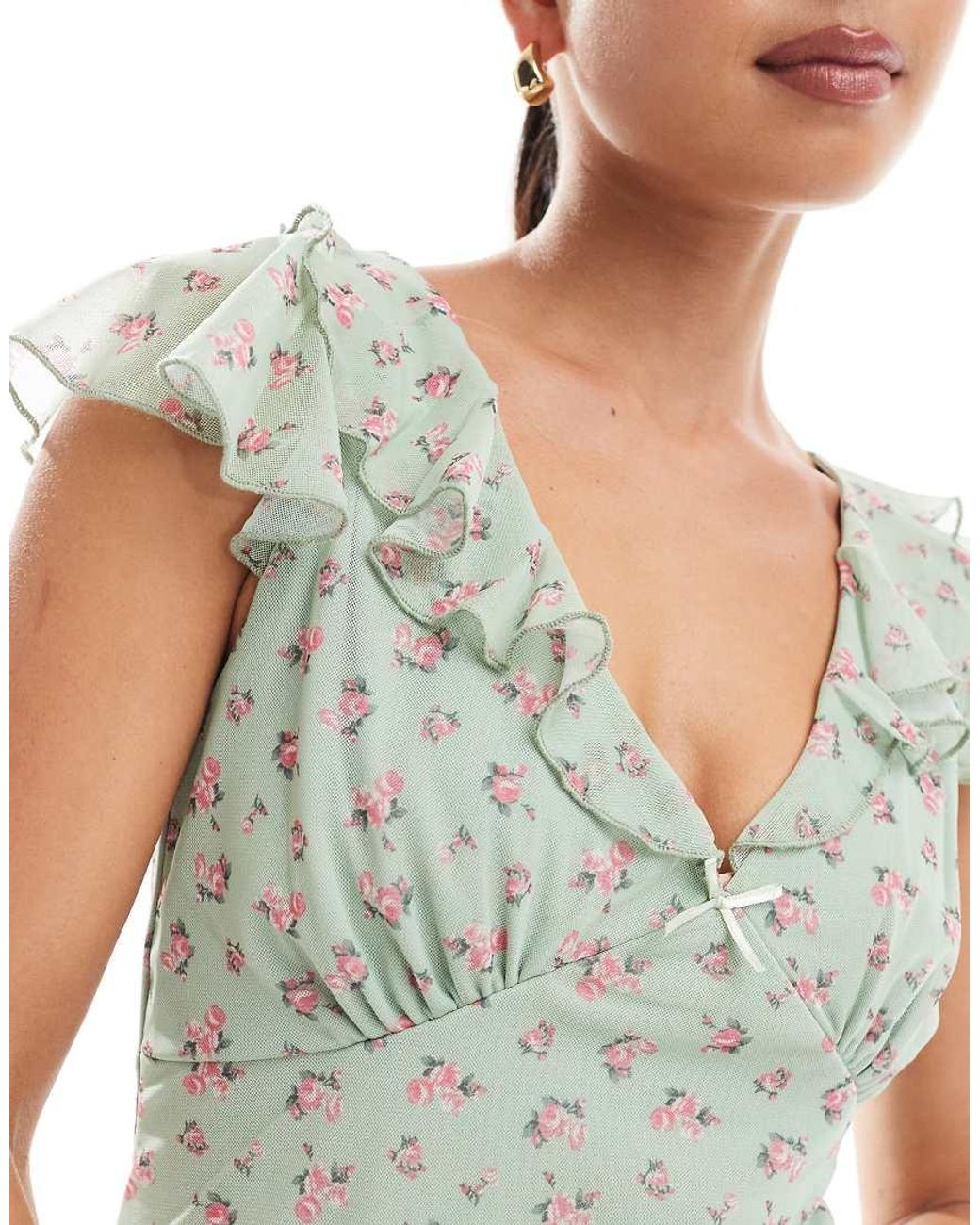 New Look White Frill Neck Mesh Mini Dress