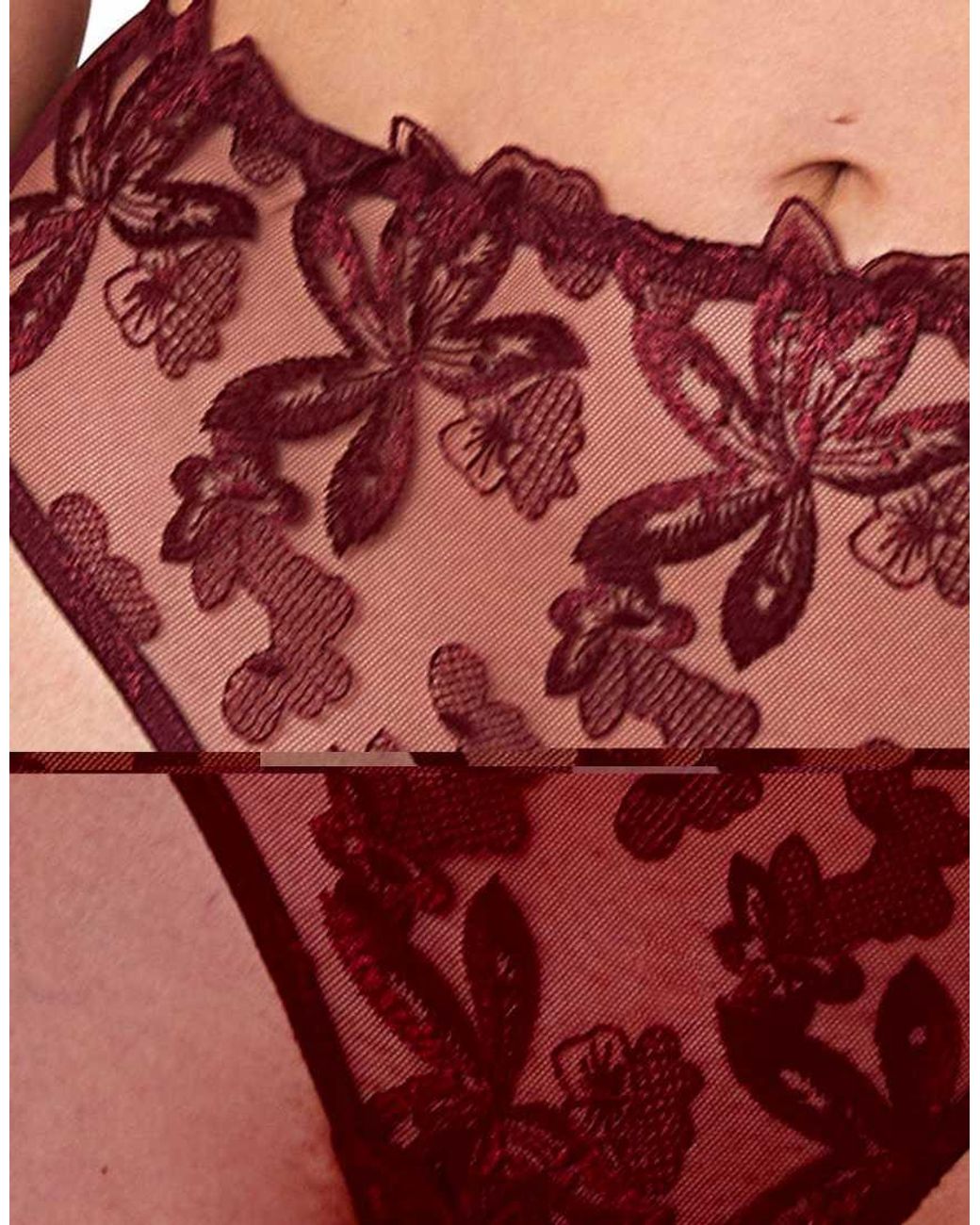 Wolf & Whistle Red Eva Embroidery High Waist Thong