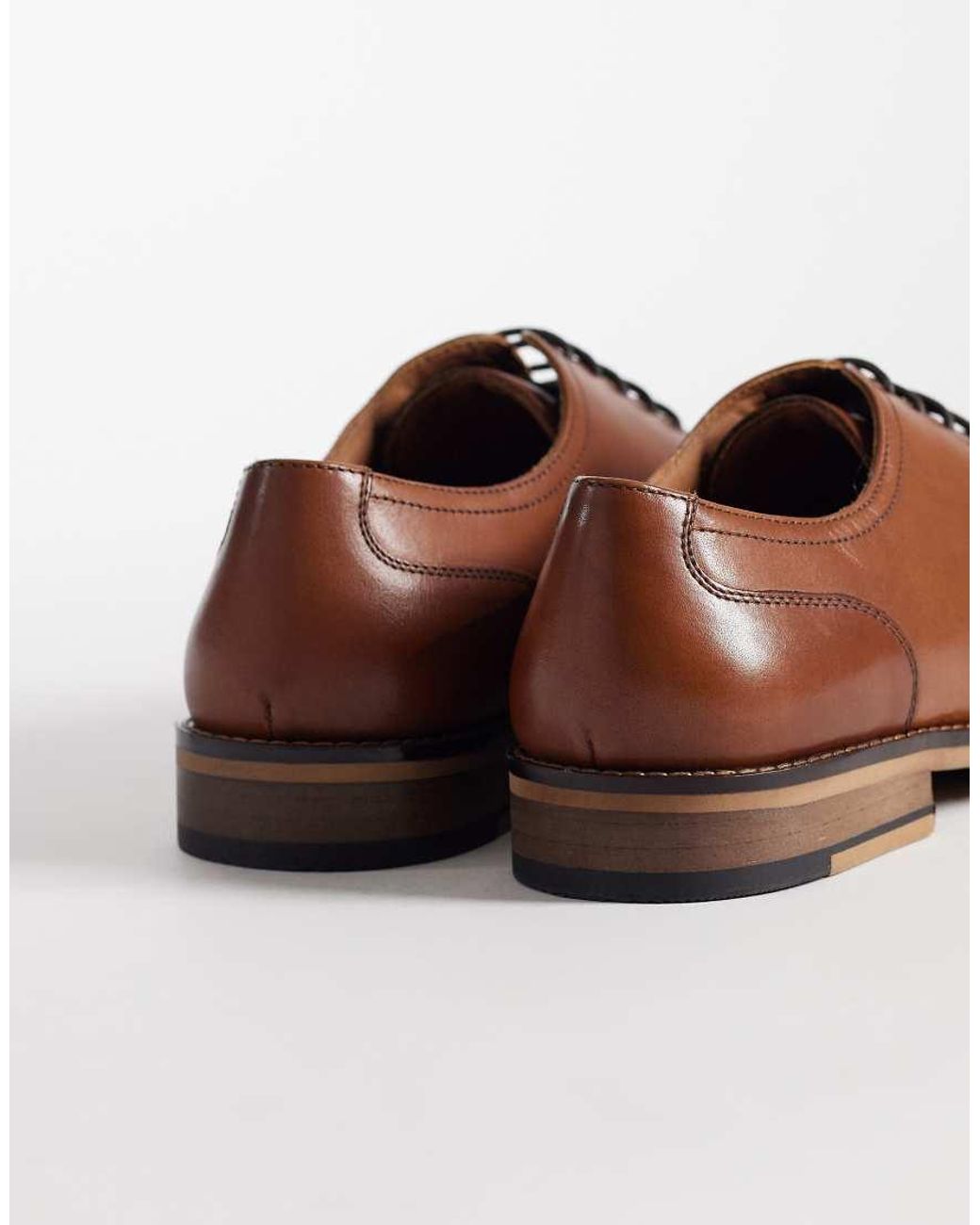 ASOS Brown Lace Up Derby Shoes With Apron Detail for men