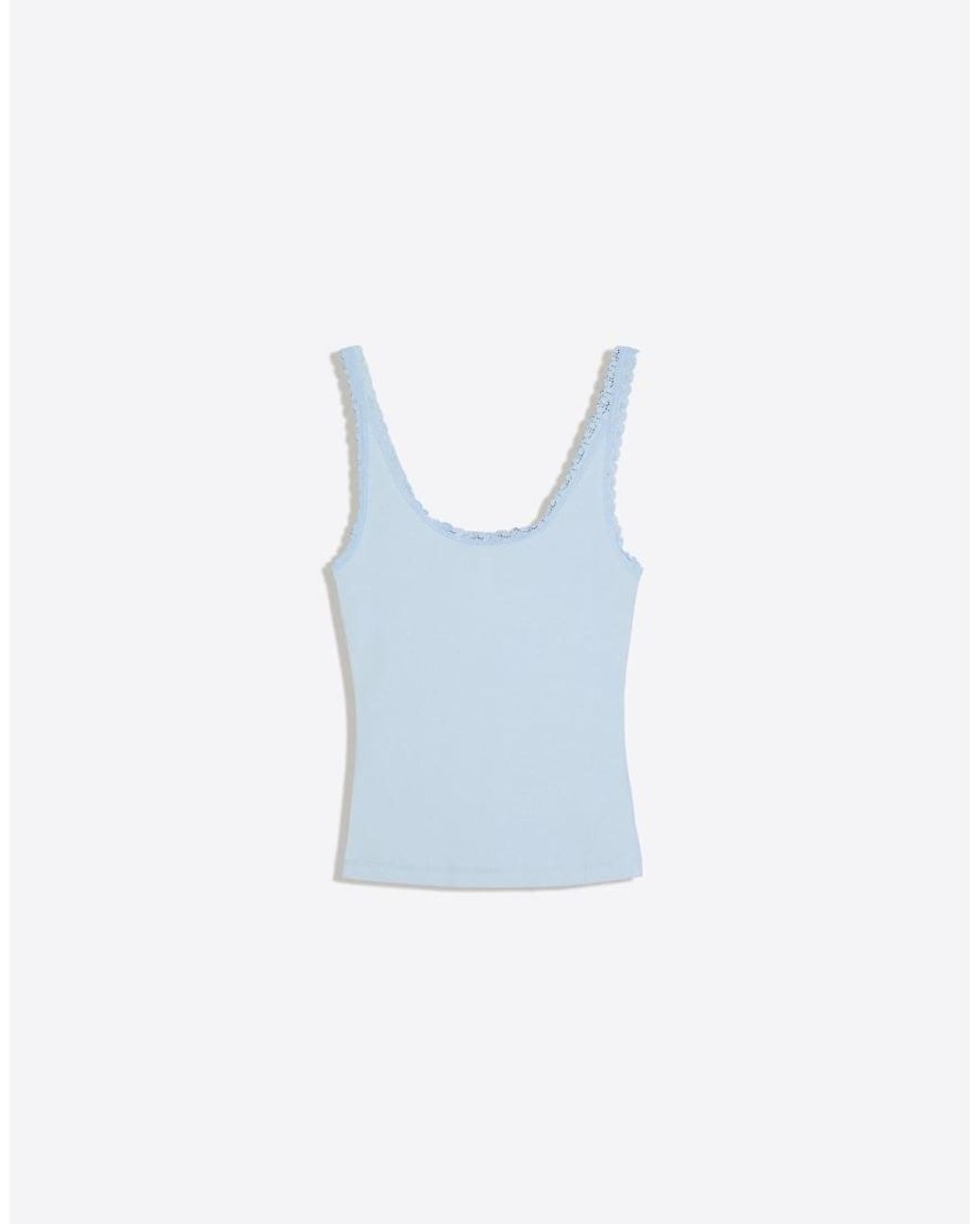 Bershka White Lace Henley Strap Top