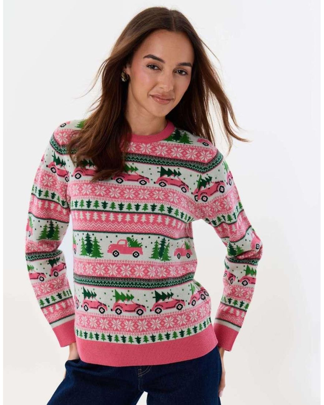 Threadbare Red Fairisle Driving Home For Christmas Jumper