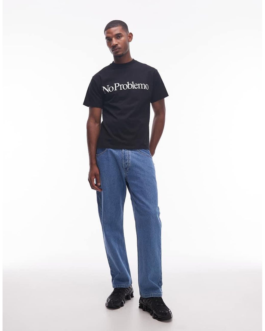 No Problemo Blue Logo Cotton T-shirt for men