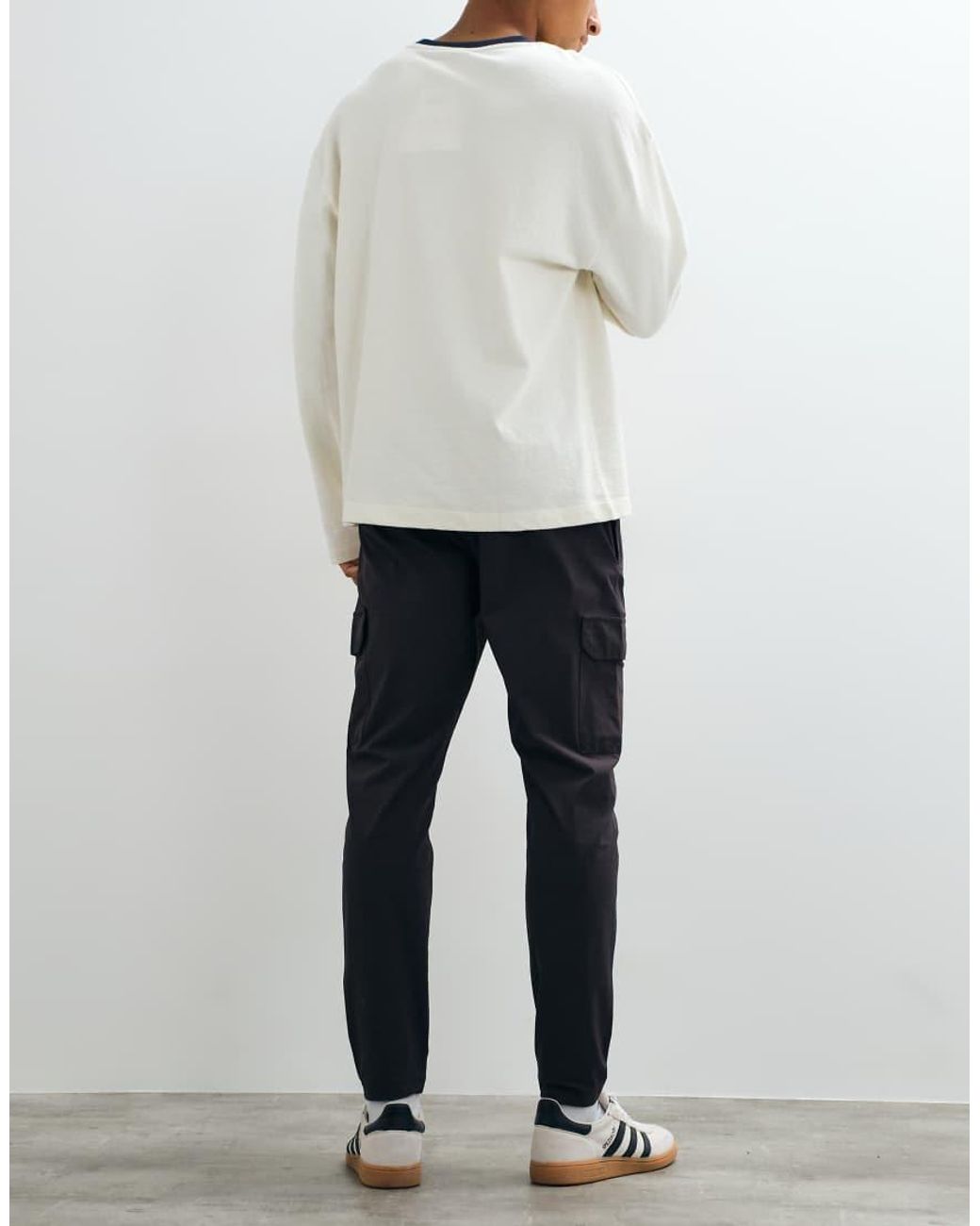 Brave Soul White Ripstop Cargo Trousers With Elasticated Waist for men