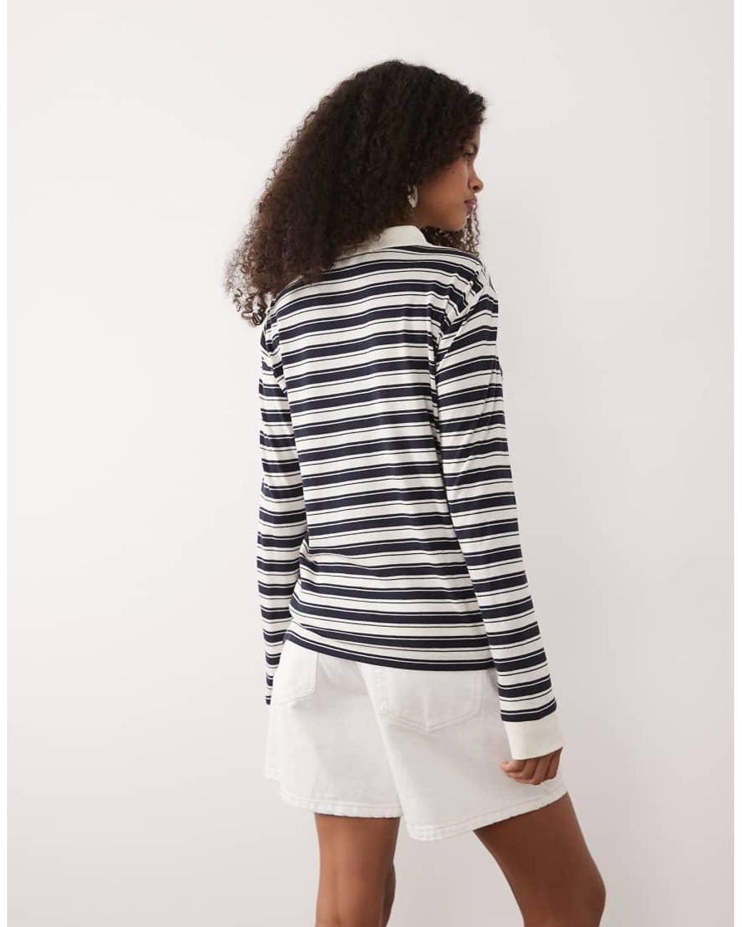 Gant White Striped Rugby Polo