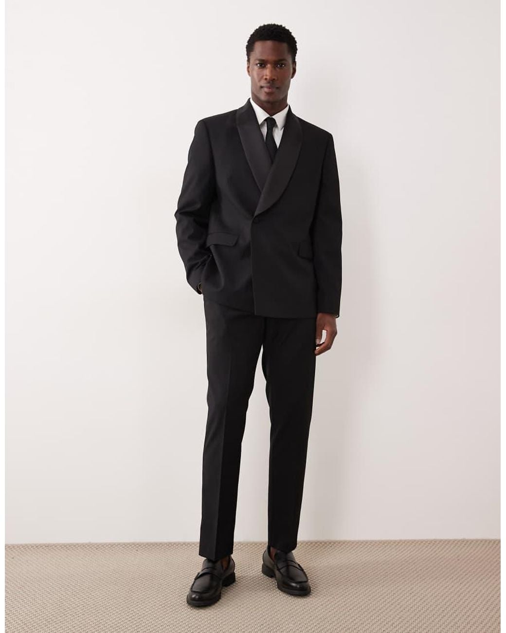 ASOS Blue Slim Suit Jacket With Tonal Micro Checkerboard Weave for men