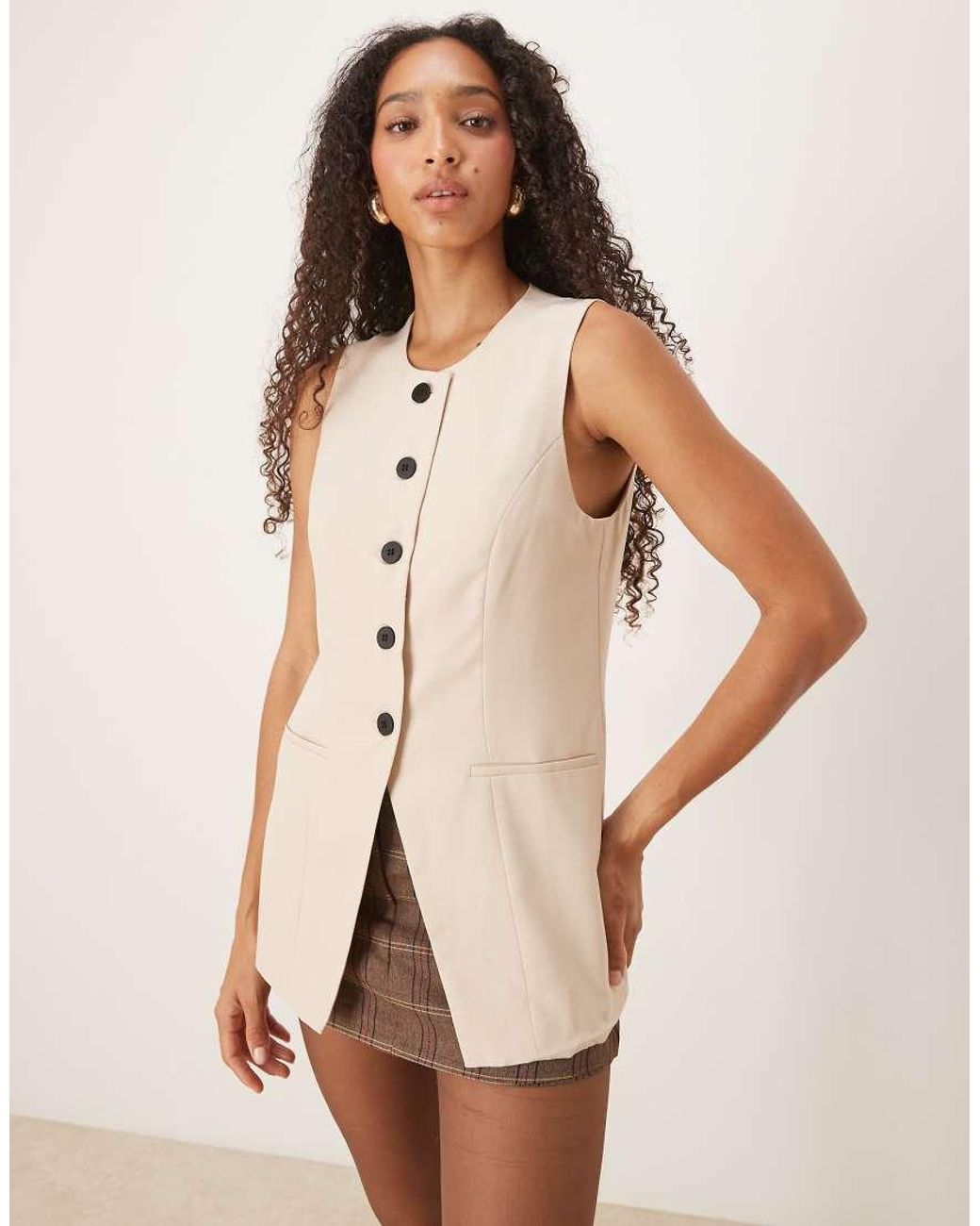 Jdy Natural Longline Button Through Waistcoat