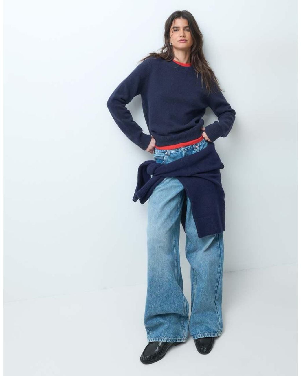ASOS Blue Wool Blend Neat Fit Jumper