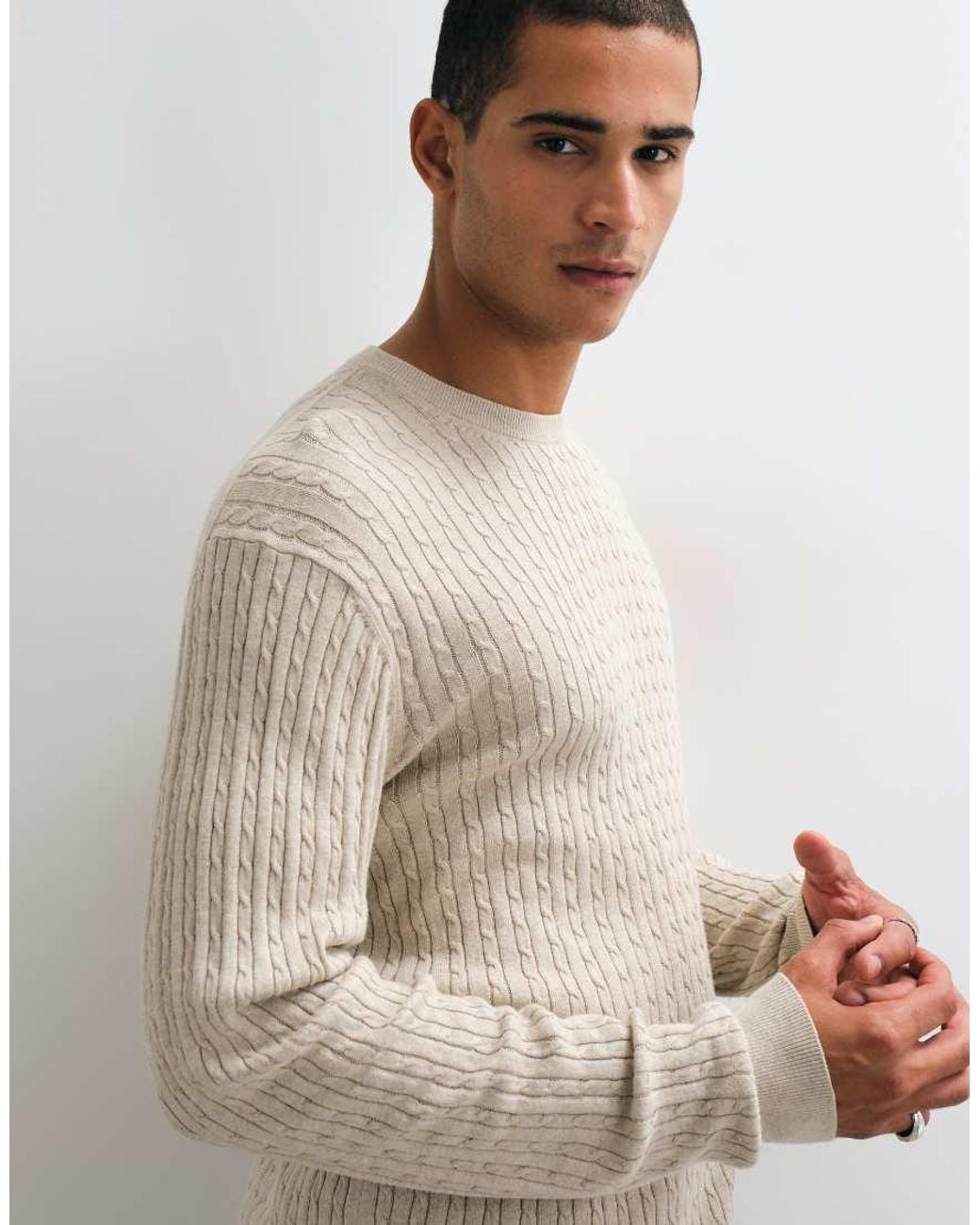 Jack & Jones Natural Cable Knit Jumper for men