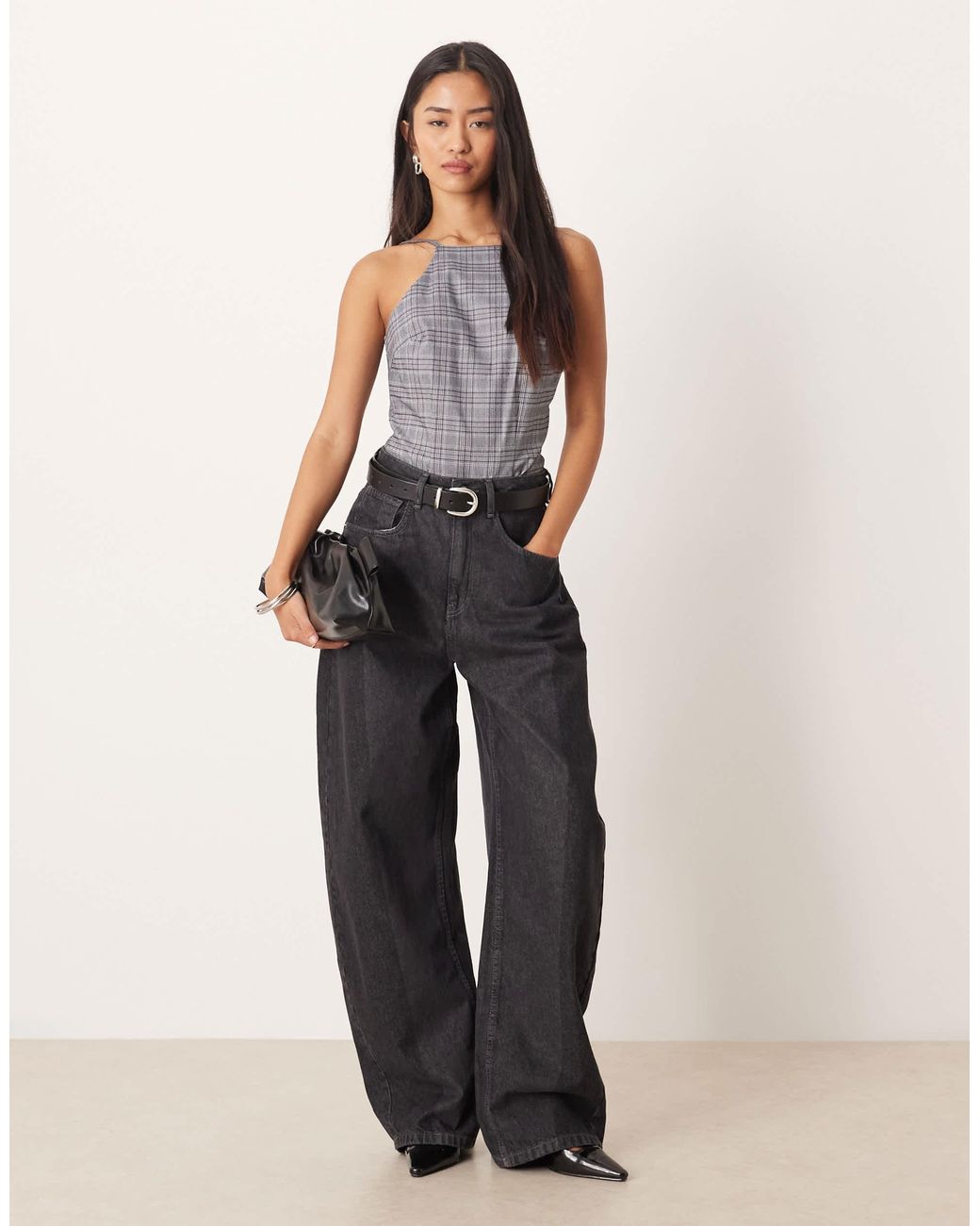 ASOS Gray Square Neck Fitted Bodysuit