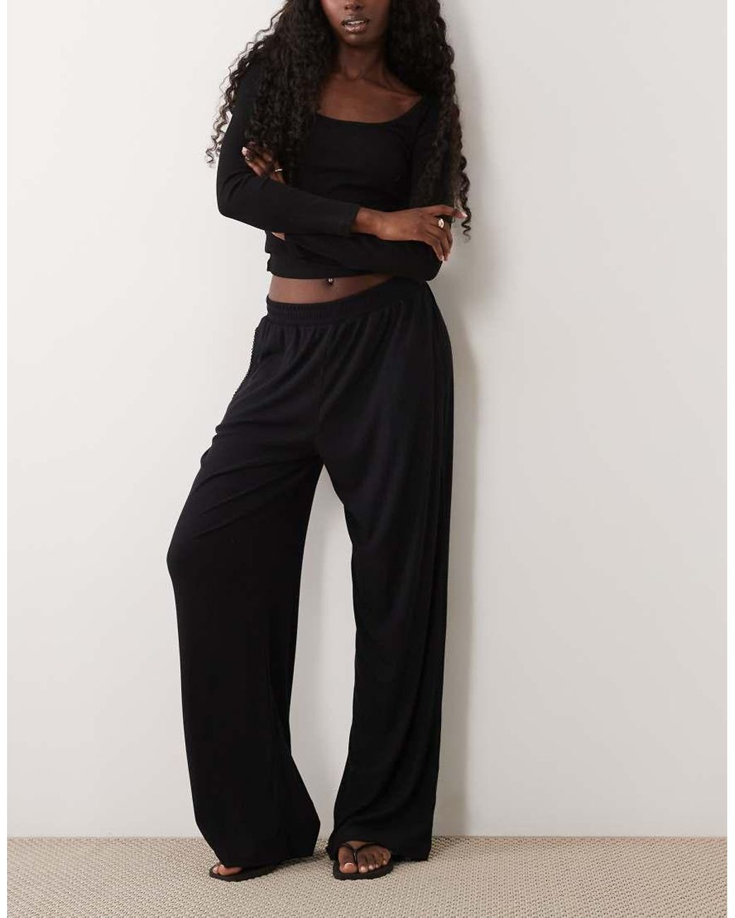 Abercrombie & Fitch Black Ribbed Jersey Balloon Fit Trousers