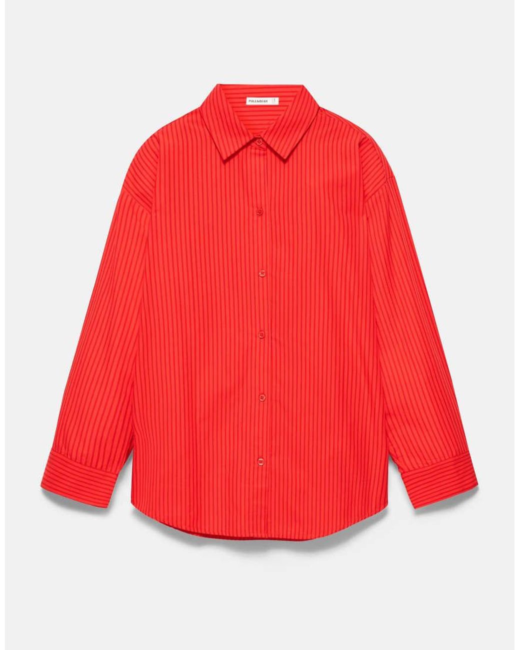 Pull&Bear Green Oversize Striped Shirt
