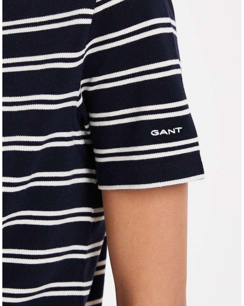 Gant Blue Long Sleeved Striped Polo
