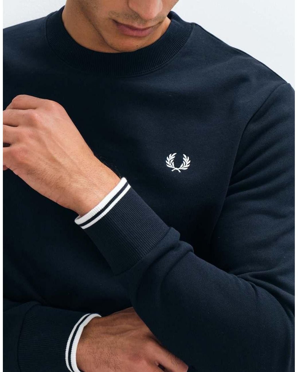 Fred Perry Blue Crew Neck Sweat for men