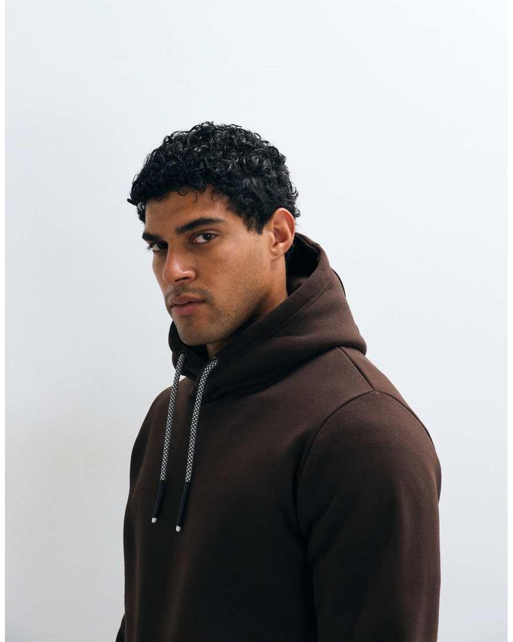 Brave Soul Black Hoodie With Contrast Drawstrings for men