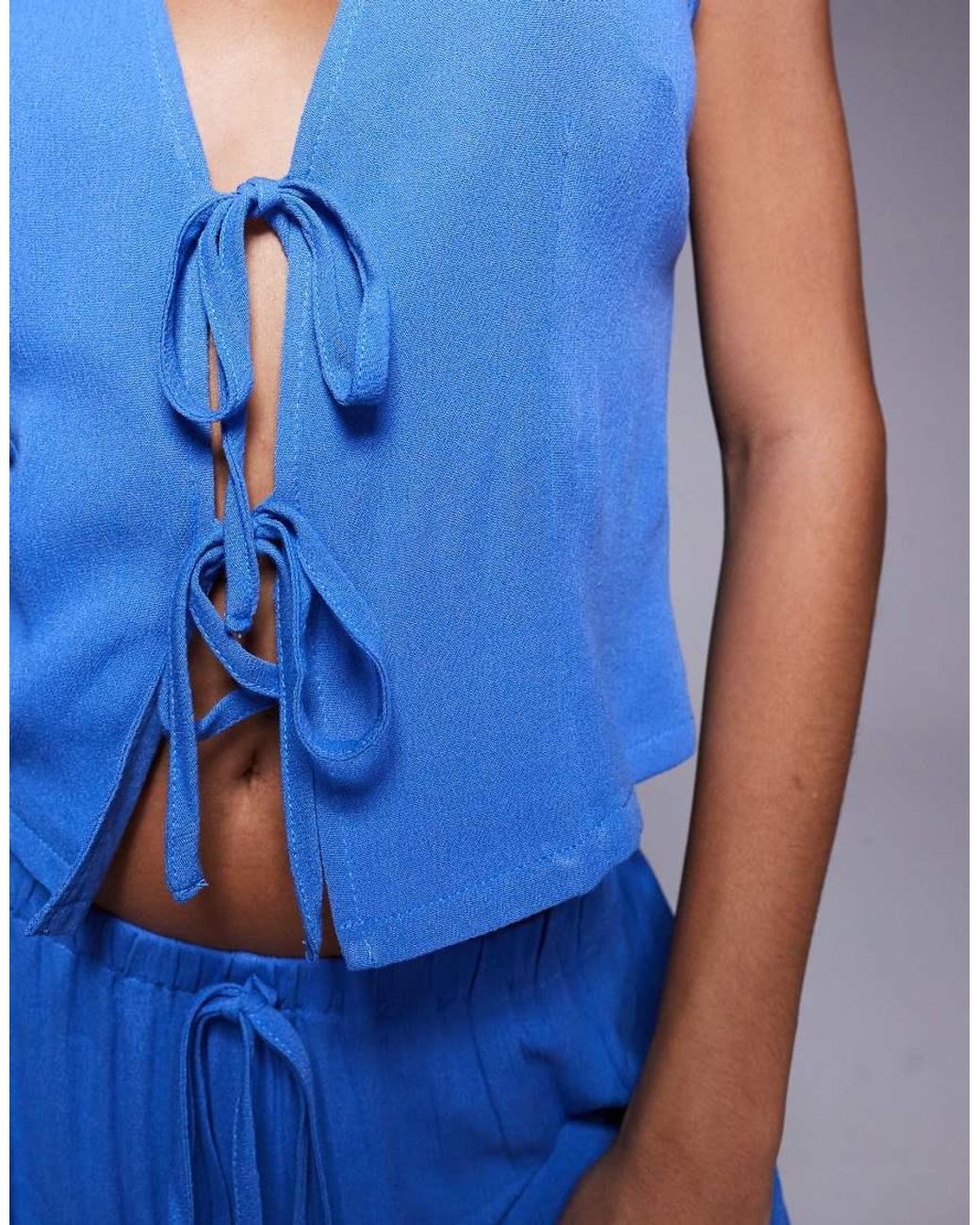 Kaiia Blue Exclusive Sleeveless Waistcoat Top