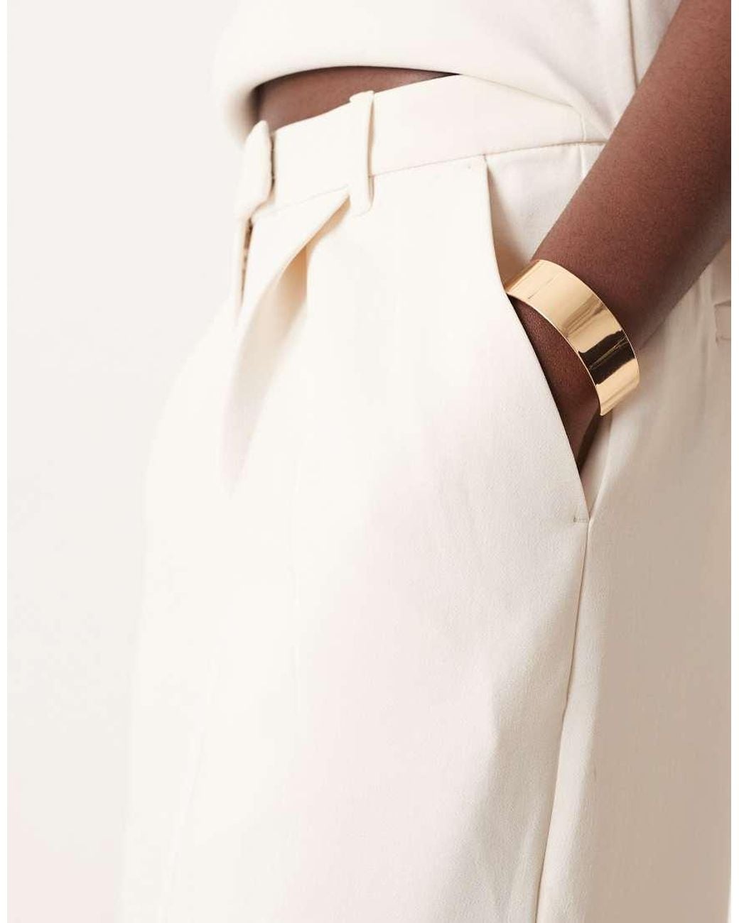 ASOS Natural Tailored Low Rise Wide Leg Trousers Co-ord