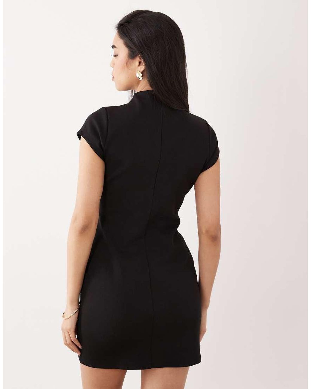 ASOS Black Interlock Structured Funnel Neck Mini Dress