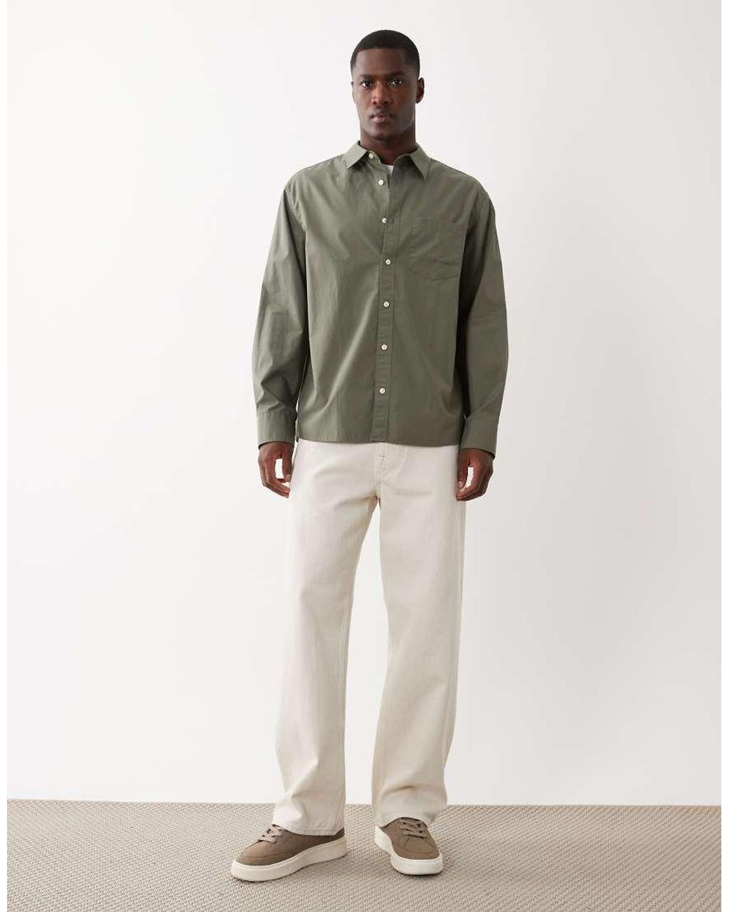 Calvin Klein Gray Relaxed Poplin Shirt for men