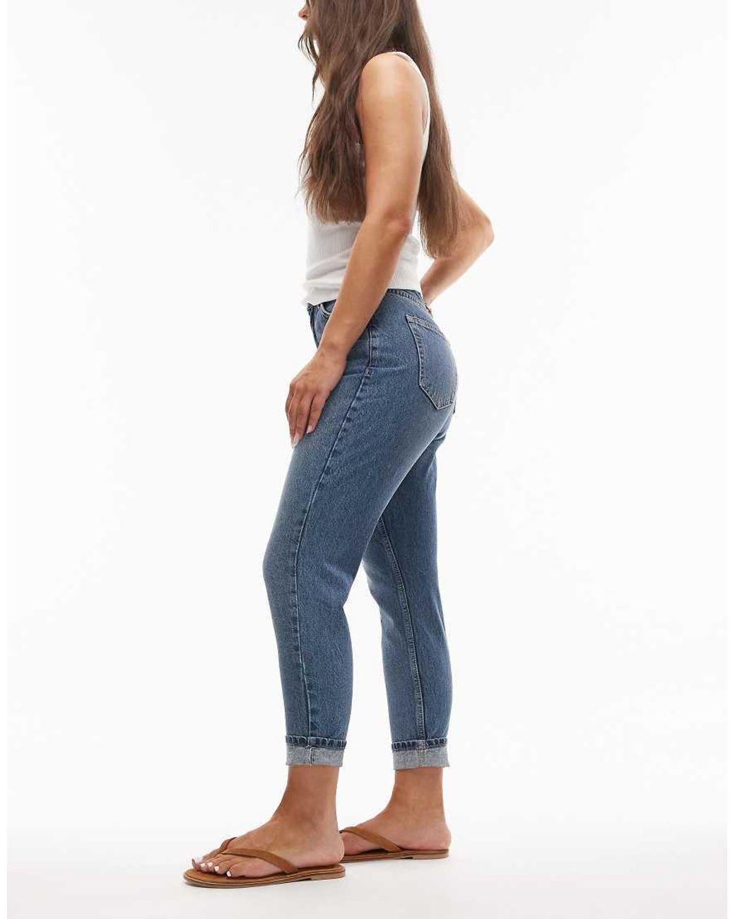 Topshop Hourglass Blue Original High Rise Mom Jeans