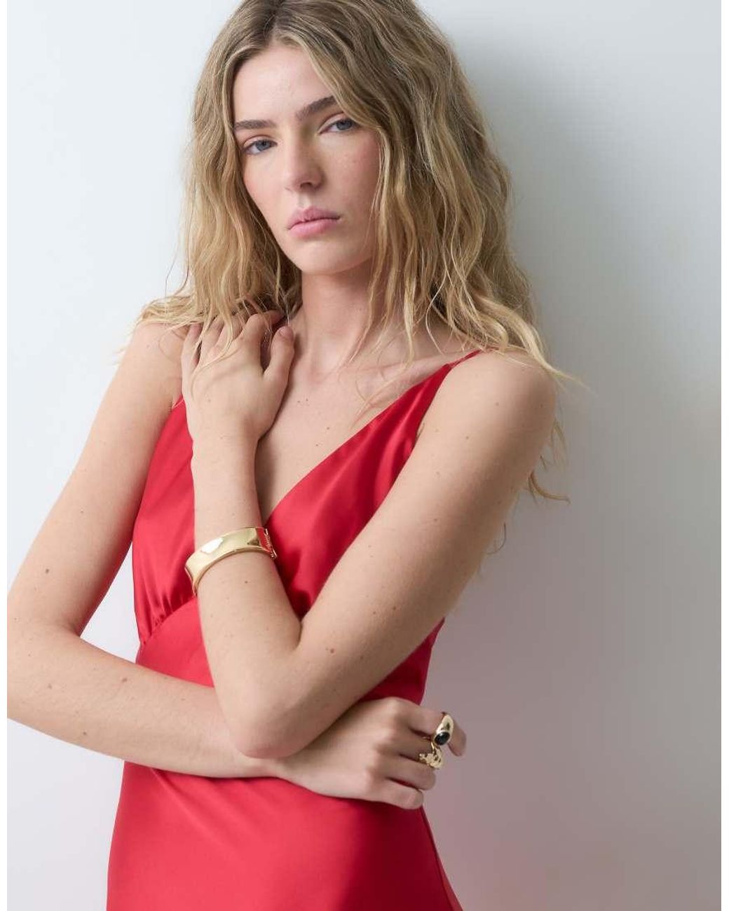 Miss Selfridge Red Satin Tie Back Maxi Dress