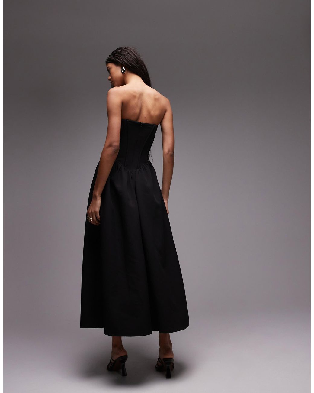 HEIRESS BEVERLY HILLS Bandeau Corset Detail Maxi Dress in Black