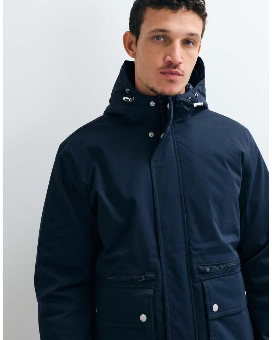Jack & Jones Blue Hooded Parka Jacket for men