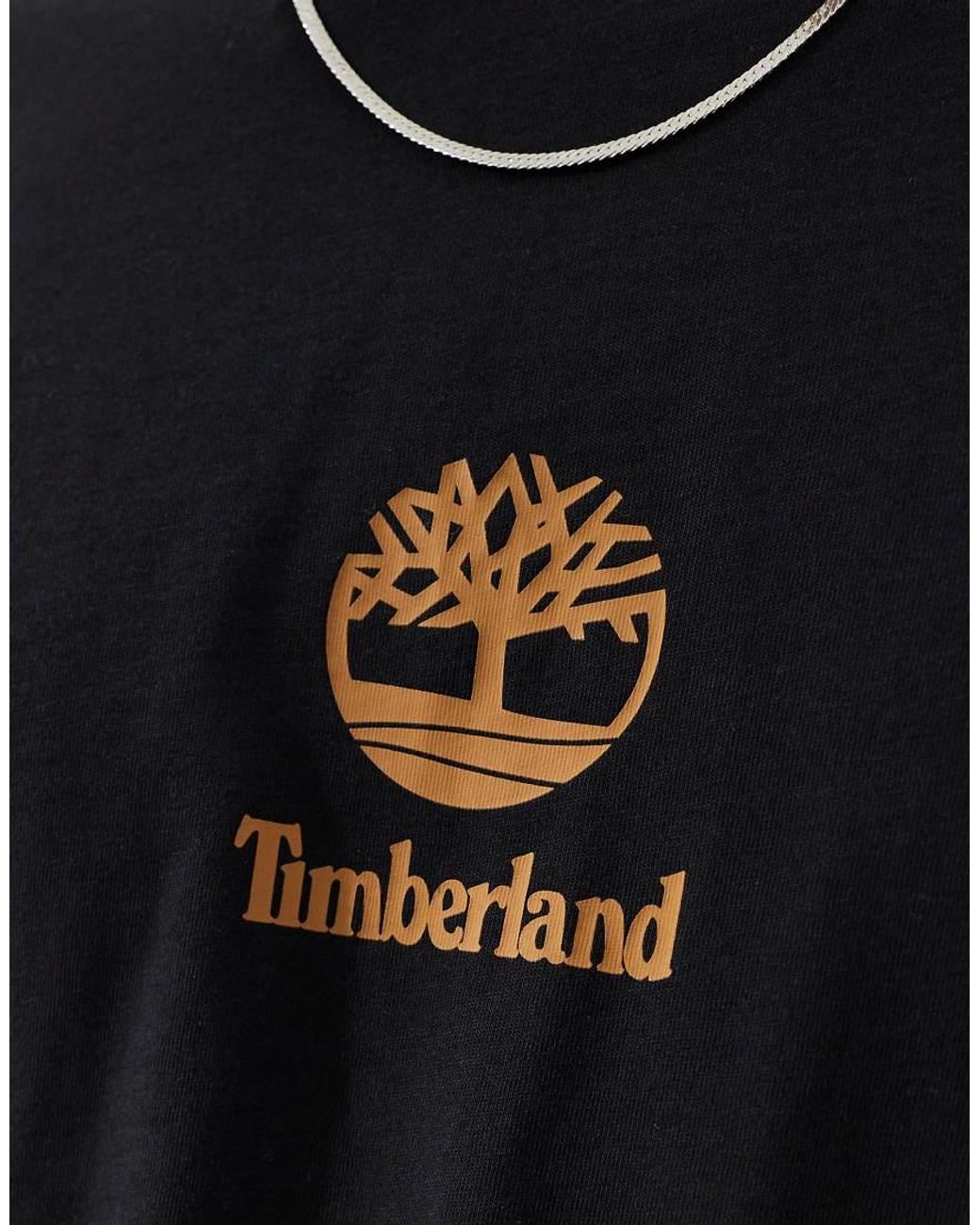Timberland Black Small Central Logo T-Shirt for men