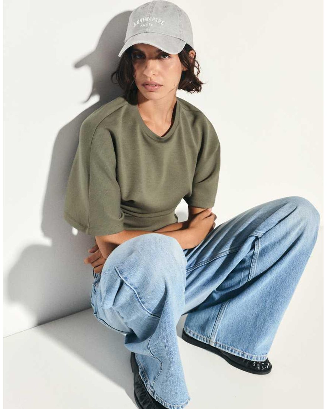 Pull&Bear Green Modal Batwing Sleeve T-shirt