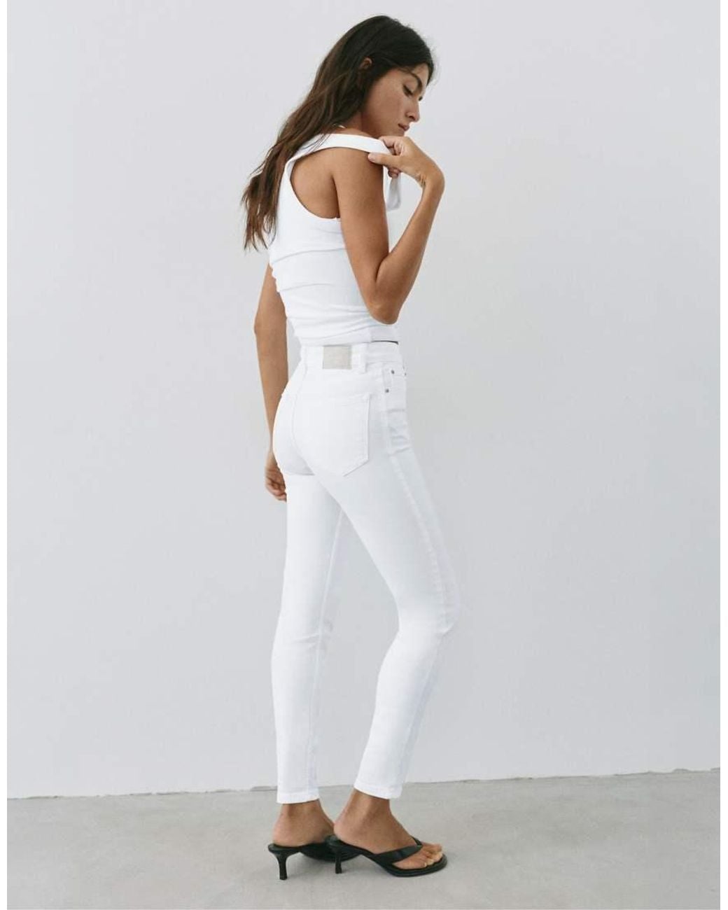 Pull&Bear White High-Waist Skinny Jeans